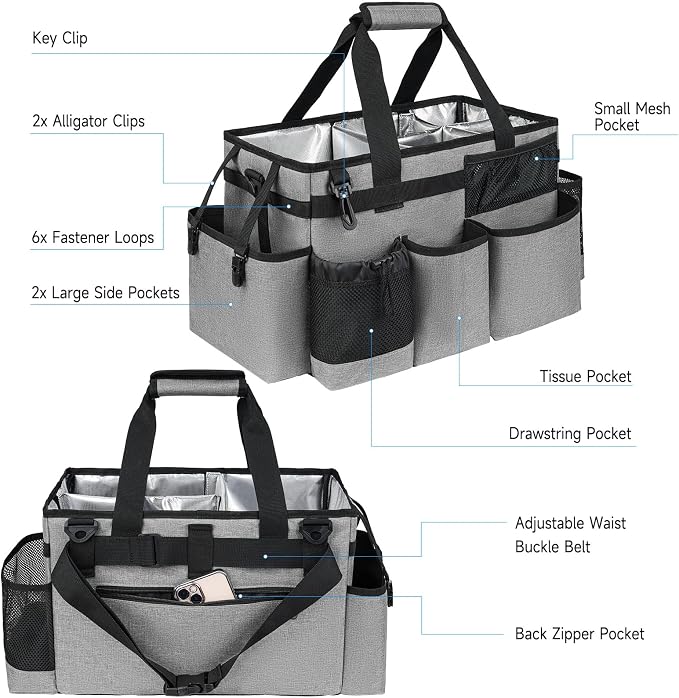 Cleaning Caddy Bag, Large Cleaning Supplies Organizer - Image 3