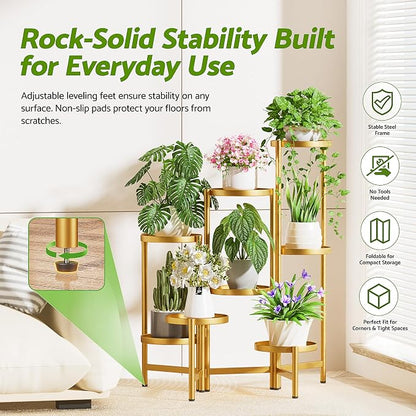 Gold Plant Stand, 8 Tiered Plant Stand Indoor - Image 2