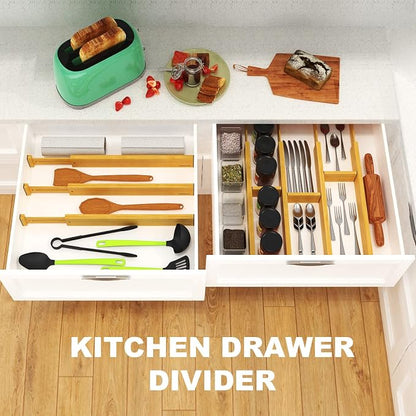 ANTOWIN Bamboo Drawer Dividers, Expandable Drawer Separators Splitter, 17-22 - Image 6