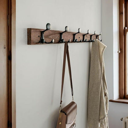 SKOLOO 36-Inch Wood Burnt Coat Rack Wall Mount - Image 2
