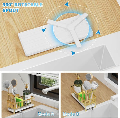 Cisily Gold Sponge Holder for Kitchen Sink, Sink Caddy Organizer - Image 2