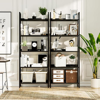NUMENN Bookshelf, 5 Tier Freestanding Shelving Unit, Falling Prevention Baffle - Image 5