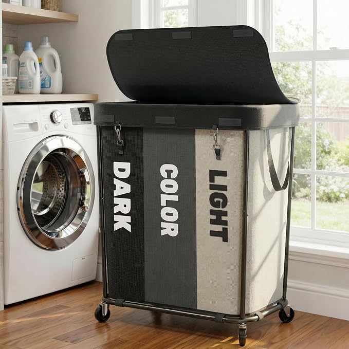 Laundry Sorter with Wheels 240L Rolling Laundry Cart, 3 Compartment Designed by Unknown