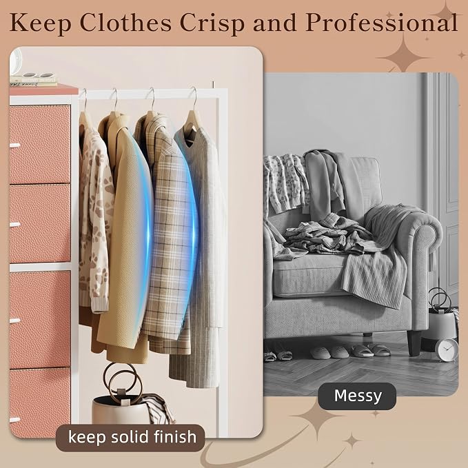 HIGDBFE Dresser with Hanging Rack, 4 Drawers Small Closet - Image 9