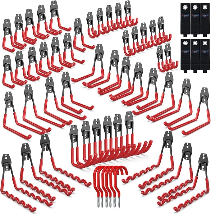 3-H Garage Wall Hooks 60 Pack, Heavy Duty Garage Hooks by 3-H