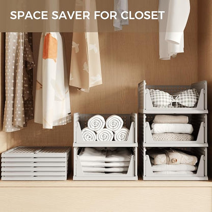 Pinkpum 6 Pack Closet Organizer Storage Bins Stackable Plastic Drawer Shelf | - Image 4