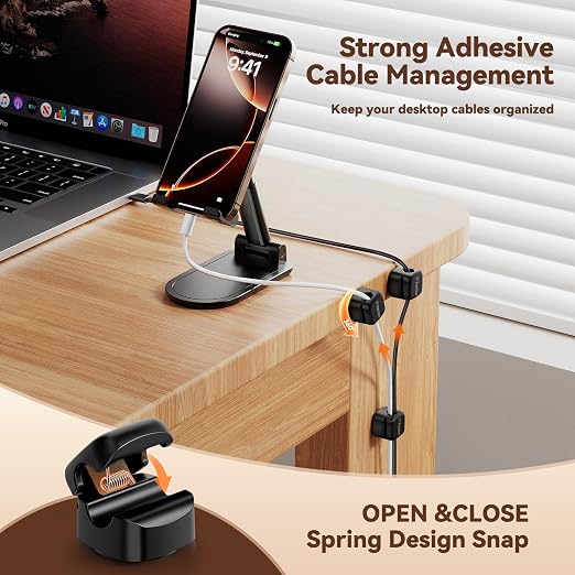 6 Pack Rotatable Cord Organizer, Spring Cable Clips Desk Cable Management Cord - Image 4