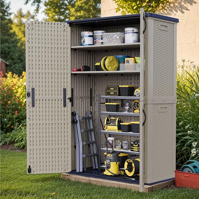 Patiowell Shelf of Plastic Outdoor Storage Cabinet, 26/50 Cu Ft Lockable - Image 4