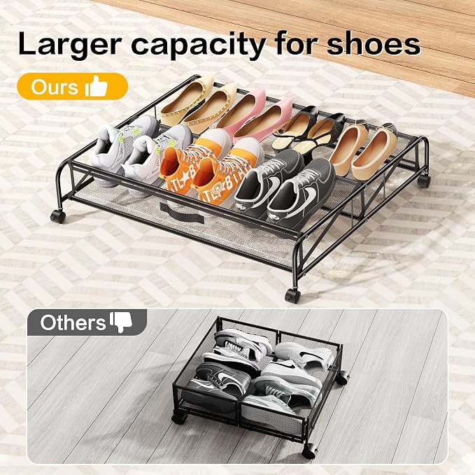 Under Bed Shoe Storage Organizer, 2 Pack Under Bed Storage Containers - Image 4