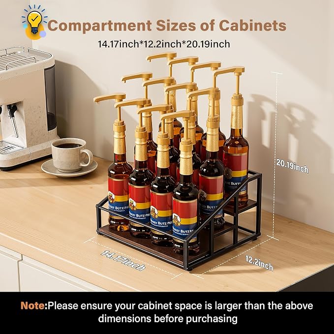 Coffee Syrup Organizer Rack, Liquor Bottle Display Shelf, 3 Tier 12 Syrup - Image 4