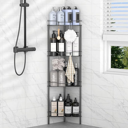 HuggieGems 4 Tier Floor Standing Corner Shower Caddy Organizer Shelf by HuggieGems