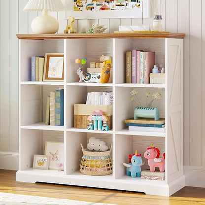 IRONCK 9 Cube Storage Organizer, Wooden Cube Shelf by IRONCK