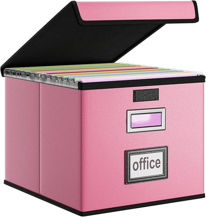 File Organizer Box with Lids, Collapsible File Folder Organizer | File Box with by Huolewa