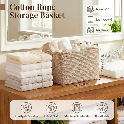 OIASKET 4Packs Natural Cotton Rope Storage Baskets - Image 2