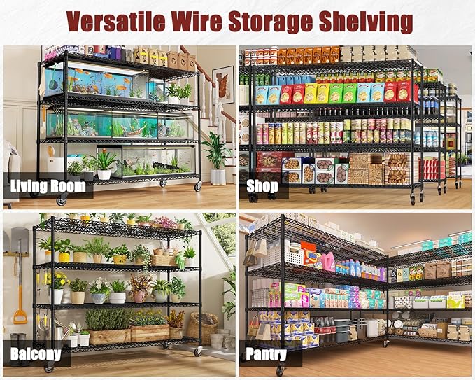 PrimeZone 2 Pack 72"W x 16''D x 76''H Metal Storage Wire Shelves - Image 9