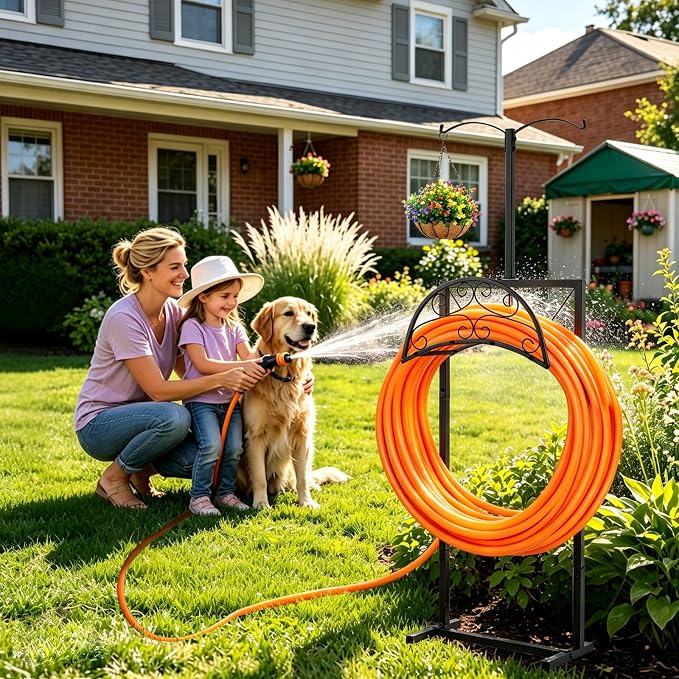 Hose Holder with Double-Ear Hooks and Free Gardening Gloves, Garden Hose Holder - Image 6