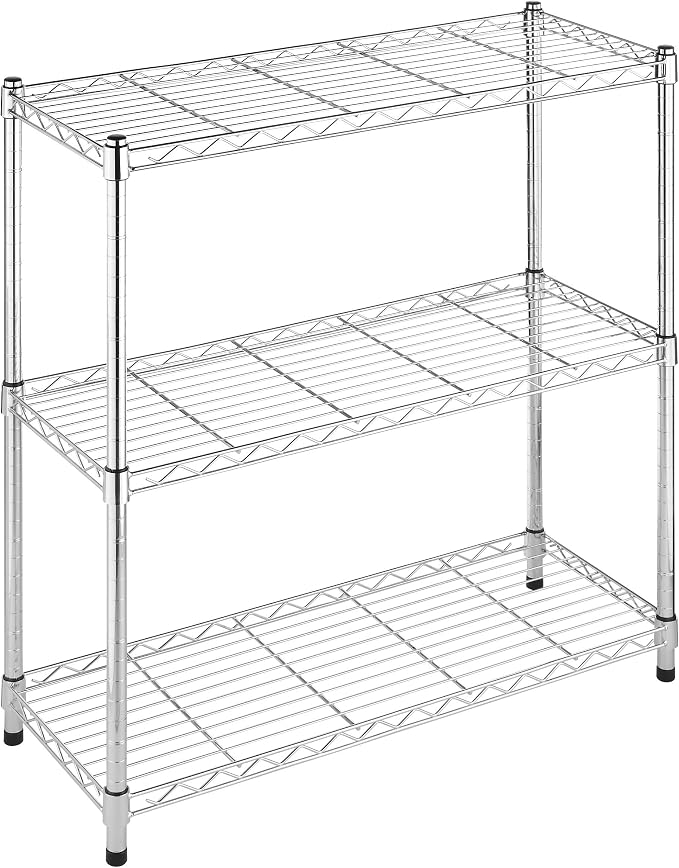 Whitmor 3 Tier Shelving Unit, Metal Storage Shelves, 400 lbs Capacity per Shelf by Whitmor