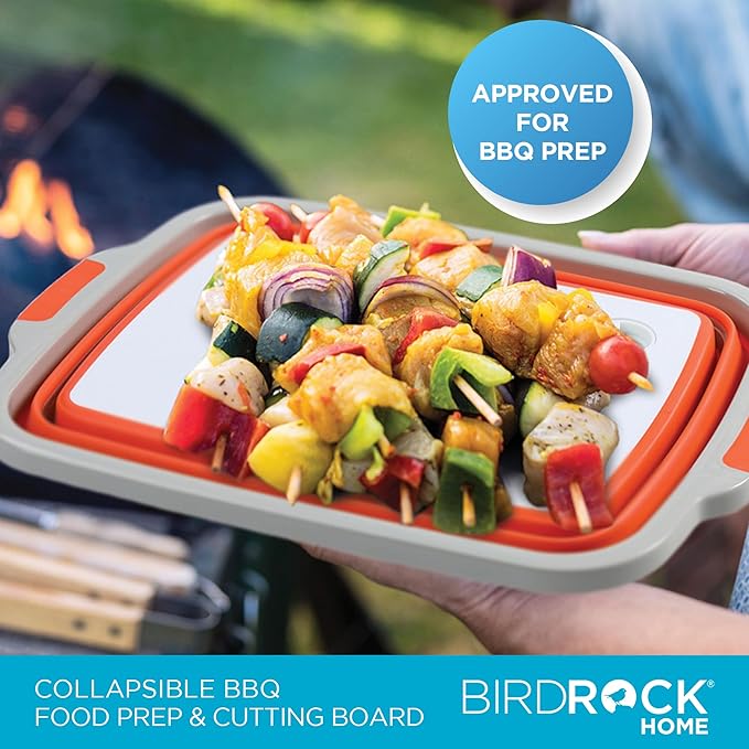 BIRDROCK HOME Collapsible Large BBQ Prep Tub w/Cutting Board, Portable Silicone - Image 2