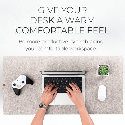Nordik Large Felt Desk Mat – Stone Oat Beige – 35 x 17 inch – Computer Desk Mat - Image 4