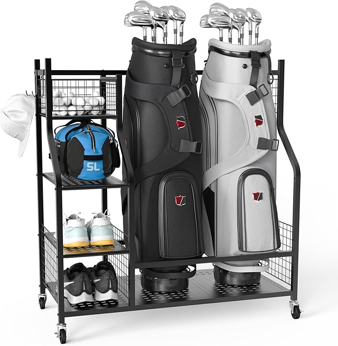 PLKOW Golf Bag Storage Garage Organizer, Extra Large Size Golf Bag Storage by PLKOW