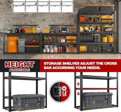 REIBII 48" W Garage Shelving Heavy Duty Load 2500LBS, 5 Tier Storage Shelves - Image 7