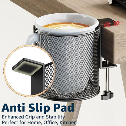 Large Desk Cup Holder, Fully Covered Anti-Spill Clip on Table Cup Holder - Image 3