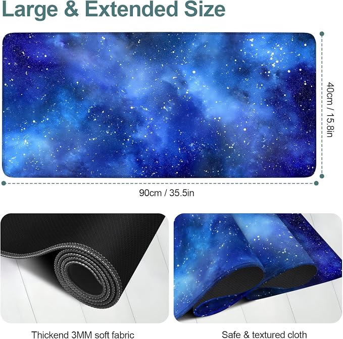Starry Sky Gaming Mouse Pad 35.4"x15.7"Desk Mat Anti-Slip Rubber Base & Durable - Image 2