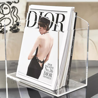 Magazine Rack - Clear Acrylic Magazine Holder, Acrylic Newspaper Stand Organizer by Meicloud