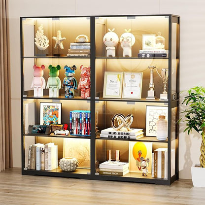 Display Cabinet with Glass Doors, 4-Tier Curio Cabinet with 3 Color Lights - Image 9