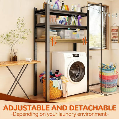 Height-Adjustable Bathroom & Laundry Storage Shelf, 3-Tier Metal Organizer Rack - Image 6