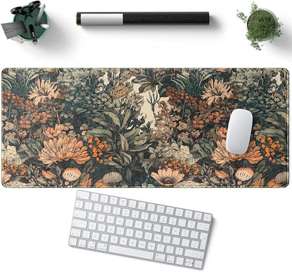 Flower Vintage Desk Pad Aesthetic Desk Mat Flower Mouse Pad Computer Big - Image 5
