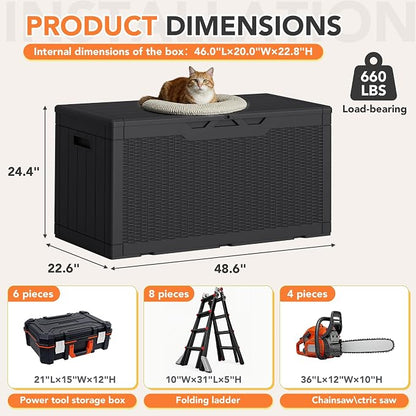 105 Gallon Deck Box Outdoor Indoor Waterproof Storage Box - Image 7