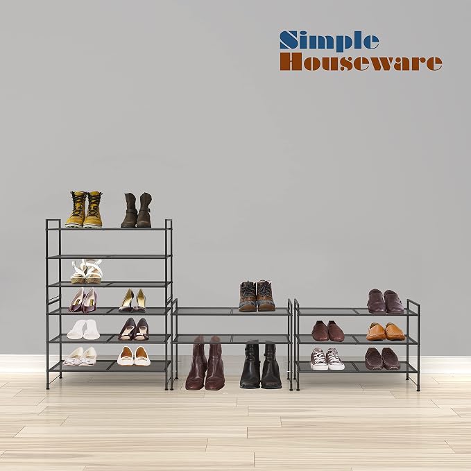 Simple Houseware 3-Tier Stackable Mesh Shoe Rack - Image 5