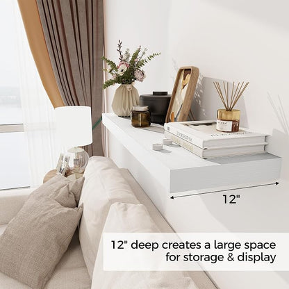 White Floating Shelves 36 Inch Long, 12 Inch Deep Floating Shelves - Image 4