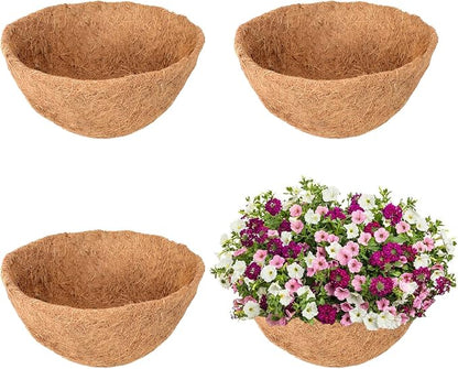 4 Pack 8 Inch Hanging Basket Coco Liners Replacement, 100% Natural Round by Legigo
