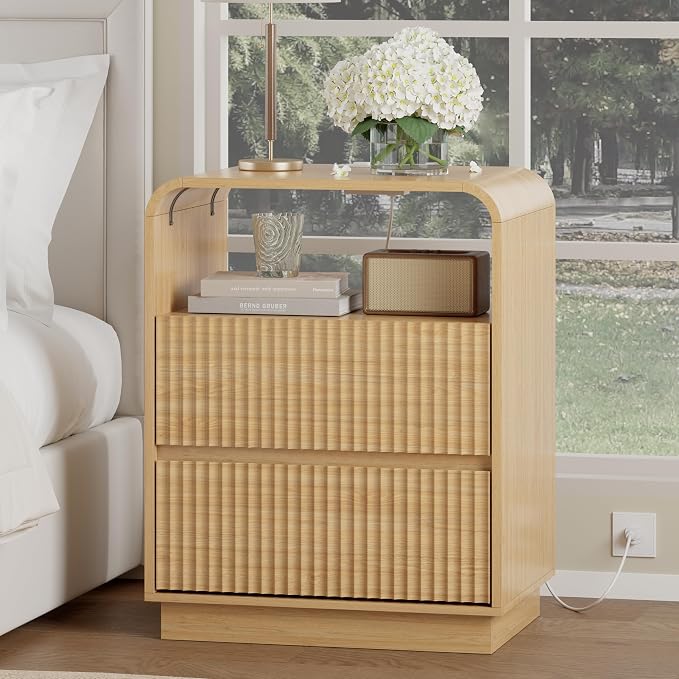 Natural Oak Nightstands Set of 2 - Image 3
