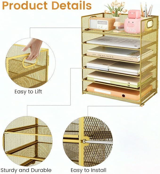 6 Trays Paper Organizer with Handle - Image 2