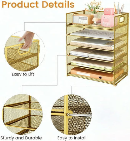 6 Trays Paper Organizer with Handle - Image 2