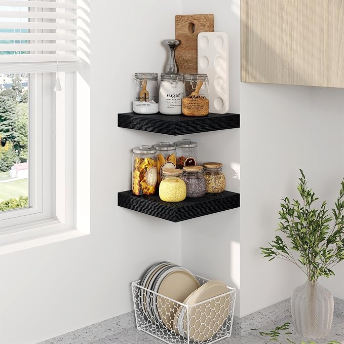 Fun Memories Black Floating Shelves 8 Inch Long, Small Deep Floating Shelf - Image 2