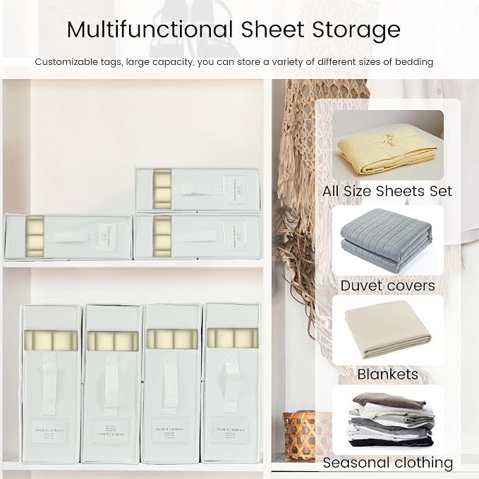 Simple&Opulence 4 Pack Bed Sheet Organizers and Storage, Linen Closet Organizers - Image 3