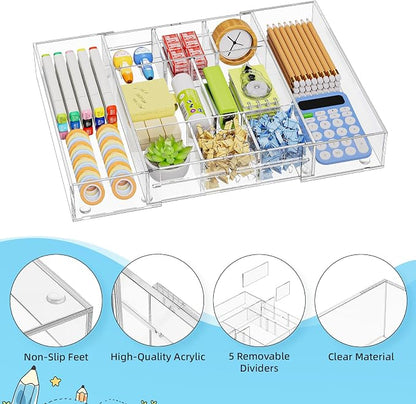 Marbrasse Acrylic Expandable Drawer Organizer, Desk Organizers and Accessories - Image 7