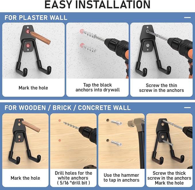 Garage Hooks with Anti-Slip Coating, Heavy Duty Wall Mount Storage Hooks - Image 5