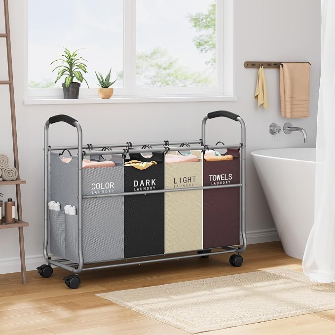 Tajsoon Laundry Sorter 4 Sections, Laundry Separator Hamper - Image 6