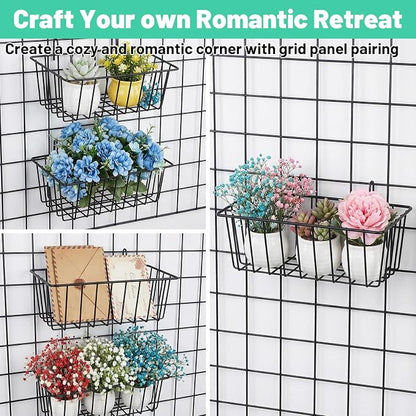 6 Pack Grid Panel Hanging Wire Basket, Hanging Wire Basket No Drilling - Image 5
