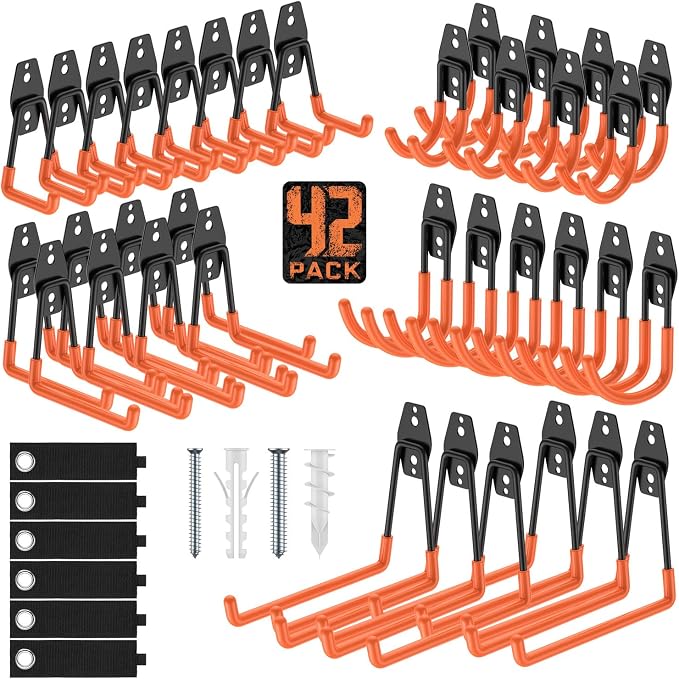 Garage Hooks with Anti-Slip Coating, Heavy Duty Wall Mount Storage Hooks by Cpais