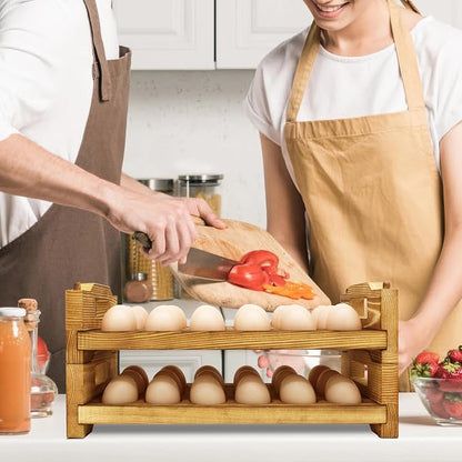 CVHOMEDECO. Wooden Egg Holder Countertop Fresh Egg Holders Firewood Egg - Image 3