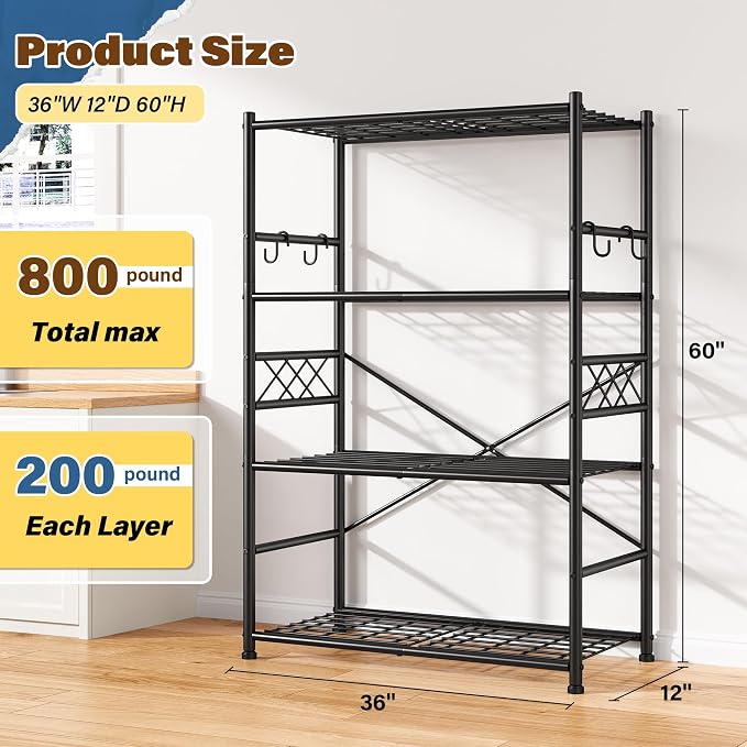 Storage Shelves 4-Tier Large Capacity Metal Shelving - Image 3