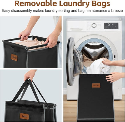 Hoctieon 4 Section Laundry Cart, 48 Gal. Laundry Hamper - Image 5