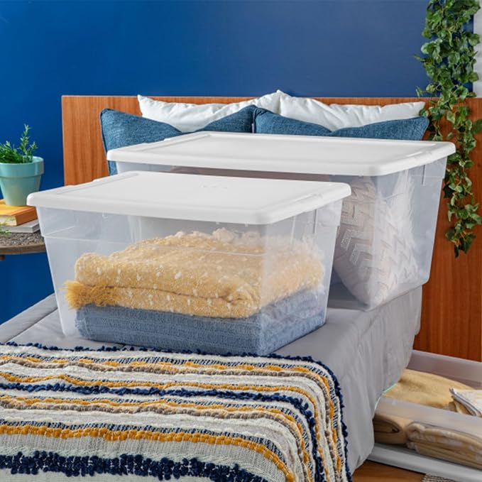 Sterilite 8-Pack 90 Quart Storage Box, Stackable Clear Plastic Bins - Image 4