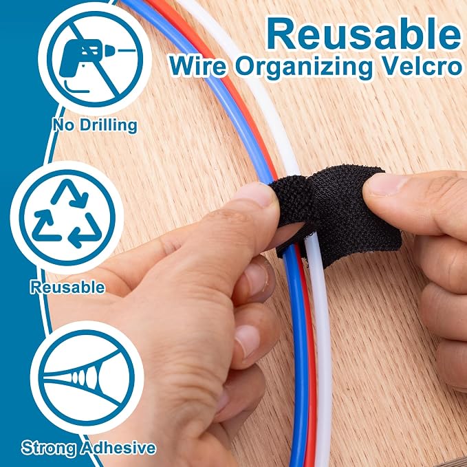 20pcs Hook and Loop Cable Ties, 3.94 Inch Self Adhesive Cable Management Straps - Image 6